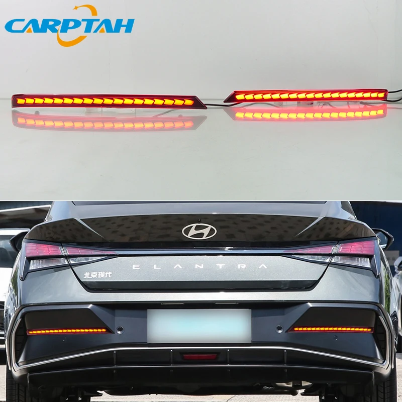 

Автомобильные светодиодные лампы заднего бампера 12 В для Hyundai Elantra 2023 2024, динамические указатели поворота, стоп-сигнал, противотуманные фары, задний фонарь