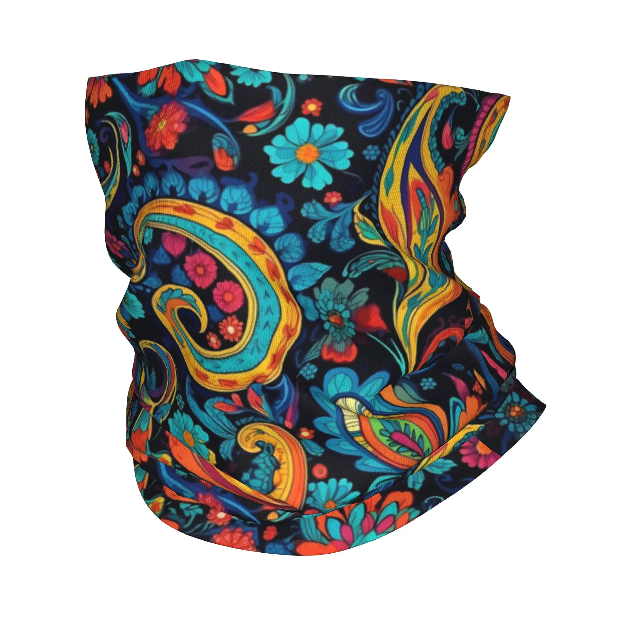 

Vibrant Ethnic Paisley Floral Print Bandana Neck Cover Printed Wrap Scarf Multifunction Cycling Scarf Running For Men Women