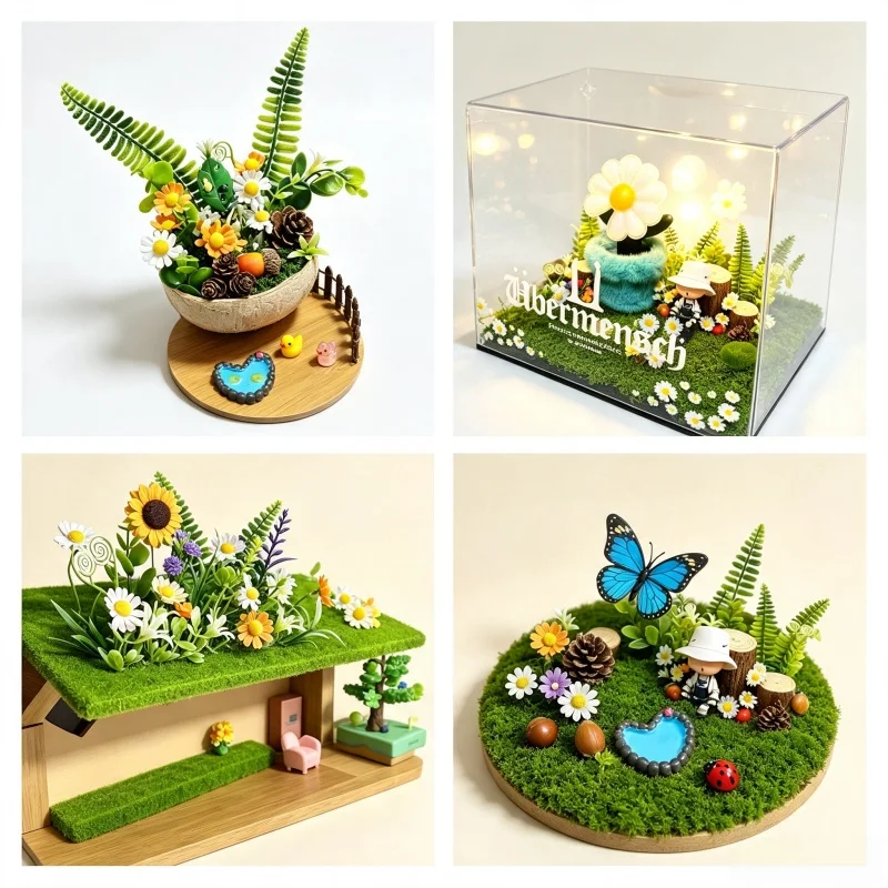 13/17/37pcs Miniature Simulation Forest Set, DIY Model House Sand‑tray & Window Display Green Plant Micro‑landscape Decor