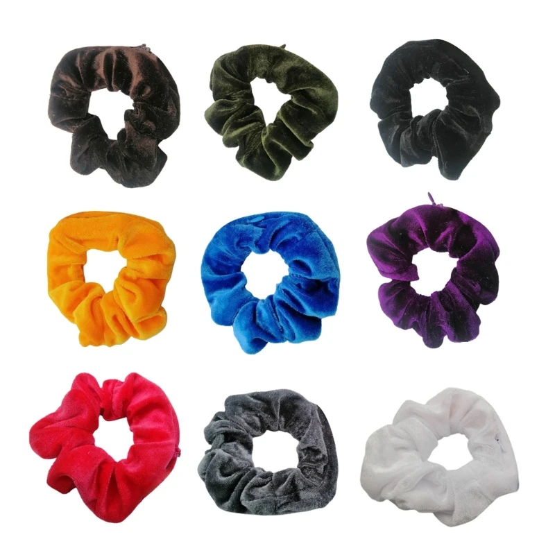 

Hiddens Pocket Velvets Scrunchies Secure Elastic Hair Bands for Everyday Use Assorted Colors Ponytail Holders Ornament