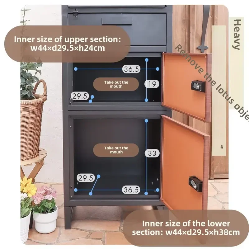 Japanese Factory Customizable Modern Steel Mailbox Free-Standing Outdoor Anti-Theft Waterproof Powder Coated Parcel Delivery