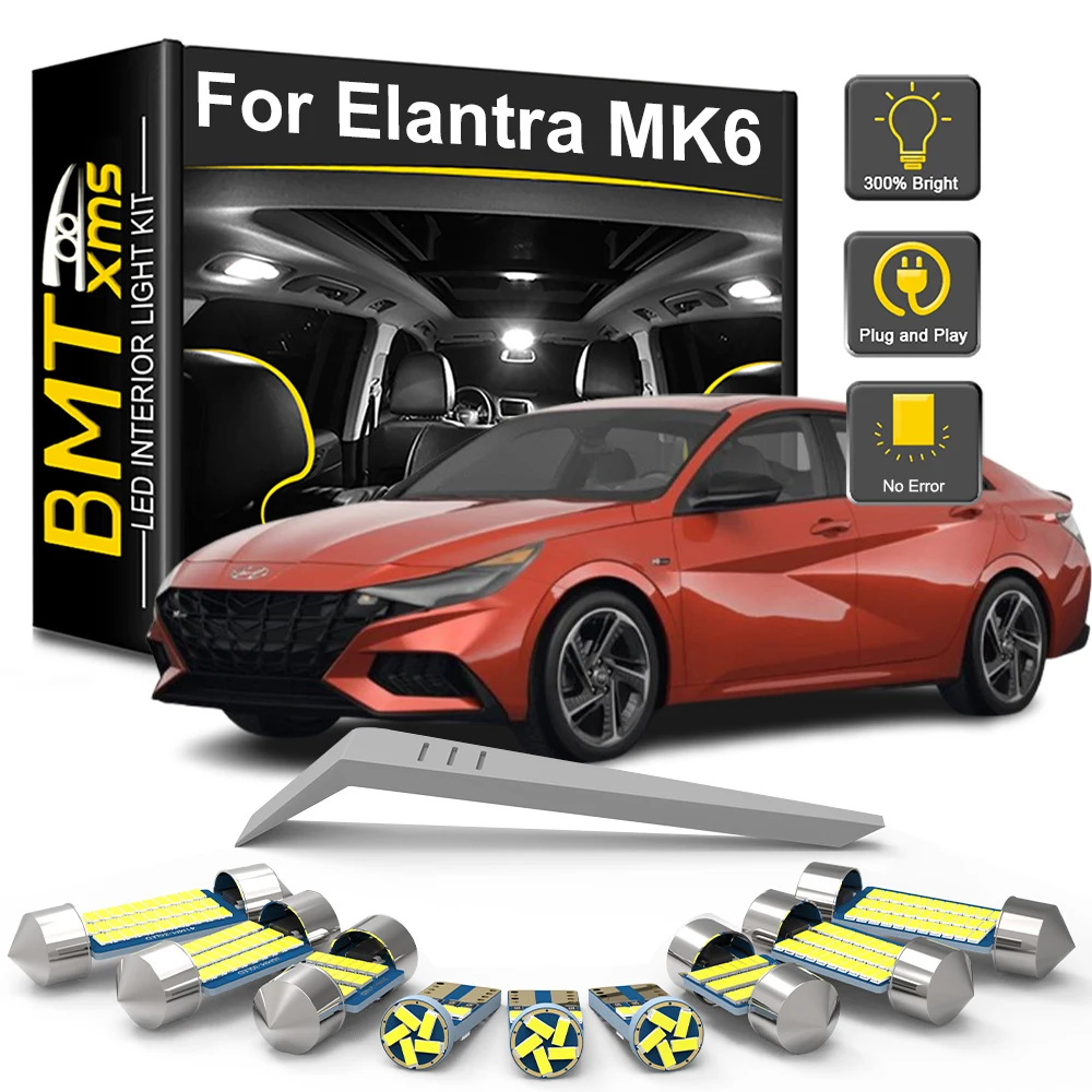 

BMTxms 10Pcs Canbus For Hyundai Elantra MK6 VI 6 2016 2017 2018 2019 2020 2021 2022 2023 Car LED Interior Light Bulb Kit Trunk