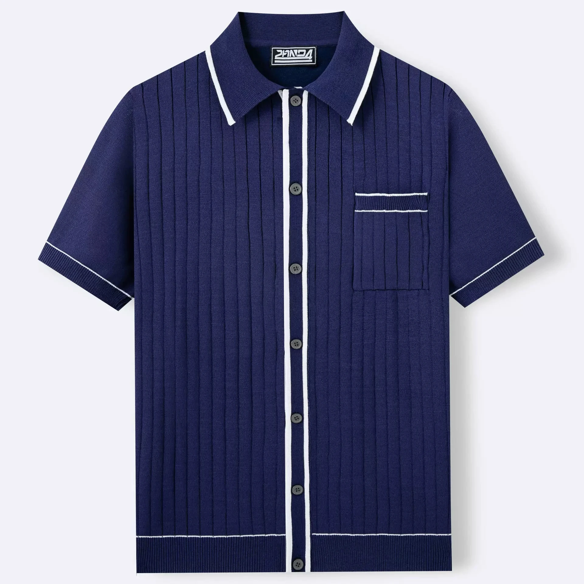 

Men's summer new elegant and fashionable cardigan knitted sweater single breasted short sleeved business polo shirt