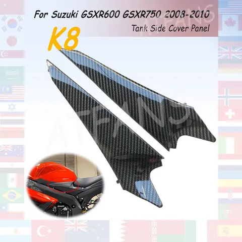 For Suzuki K8 GSX-R600 GSX-R750 GSXR600 GSXR750 GSXR 600 2008 2009 2010 Carbon Fiber Pattern Fuel Tank Side Trim Cover Fairing