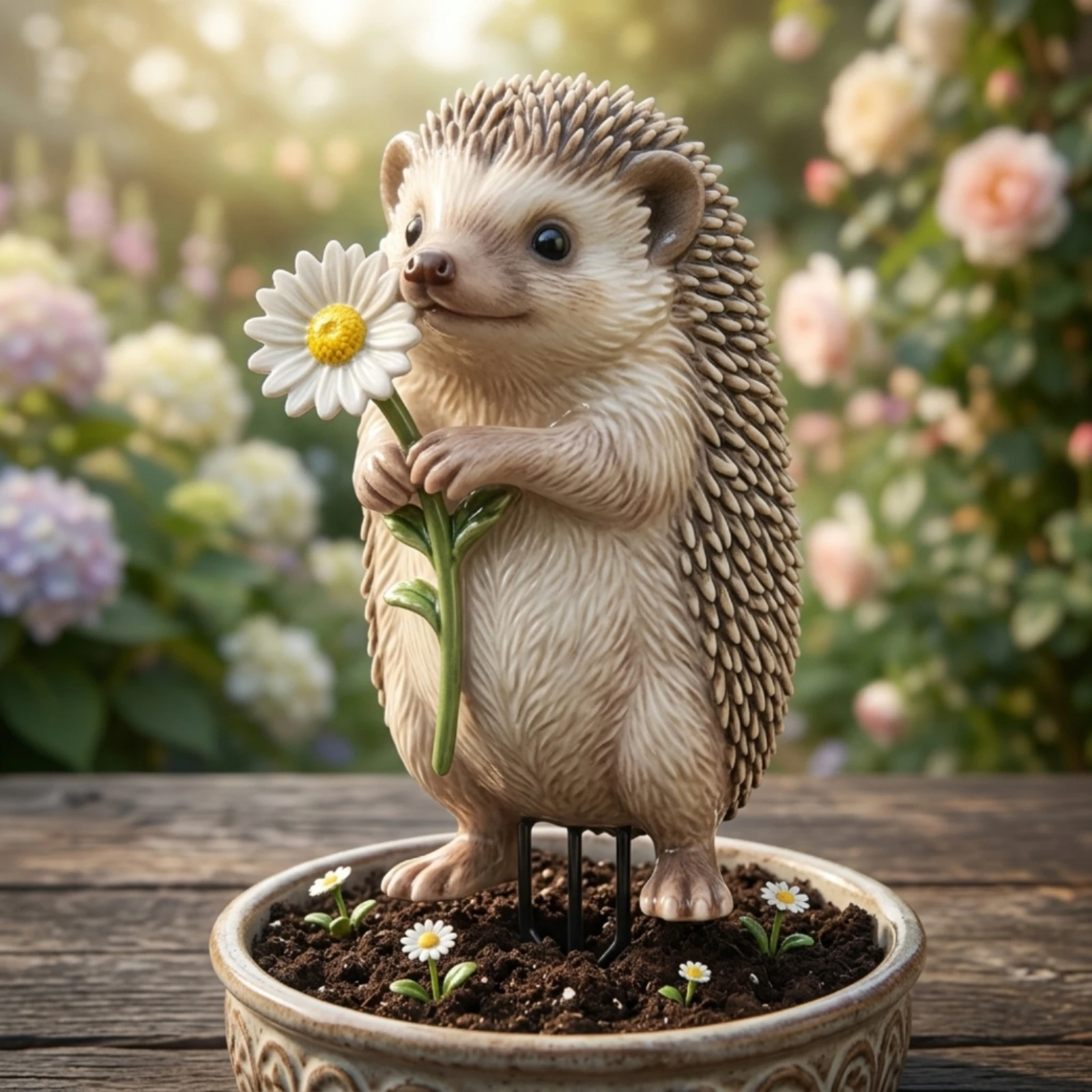 Hedgehog Garden Stake Easy to Install Acrylic Garden Stake Ornament Decorative Printed for Flower Bed, Lawn