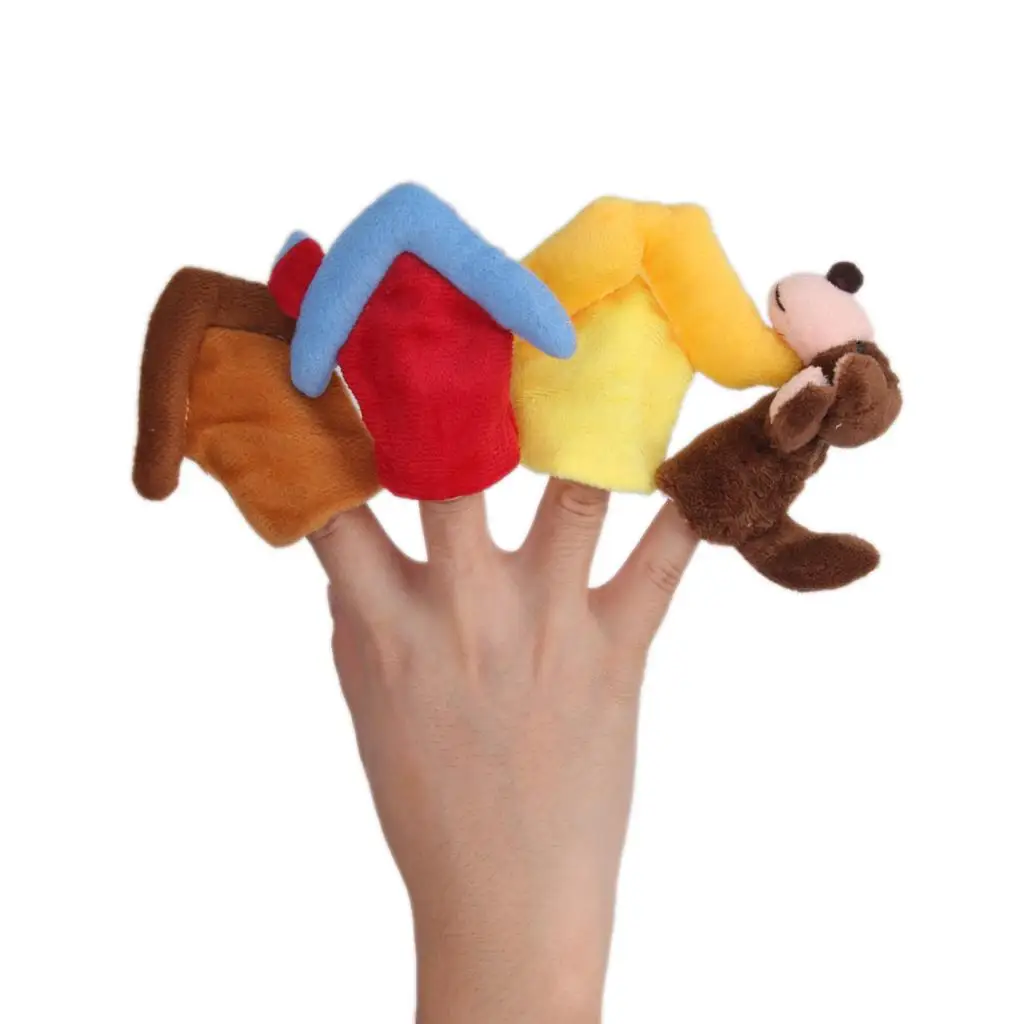 Hot Sale 1Set Educational Velvet Animal Plush Puppets Cartoon Finger Puppets for Kids Children Teenagers Toys Stage Show Props