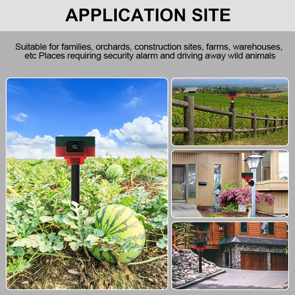 Solar Pigeon Bird Wireless Remote Control 1200mAh Wild Animal Deterrent 13 Sounds Recordable for Wild Boar Rabbit Deer