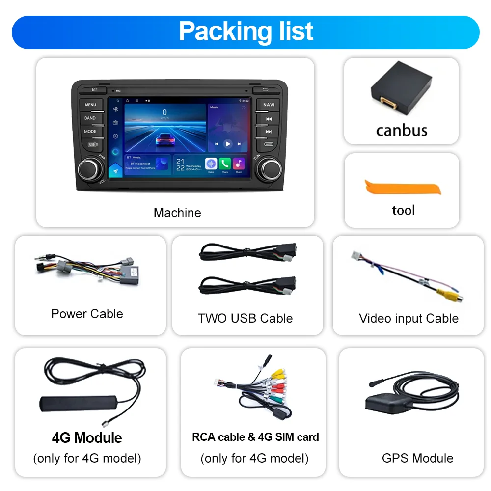 أندرويد لأودي A3 8P 2003 -2011 تشغيل السيارة راديو تلقائي الوسائط المتعددة مشغل فيديو الملاحة GPS No 2din شاشة تعمل باللمس 4G رئيس وحدة