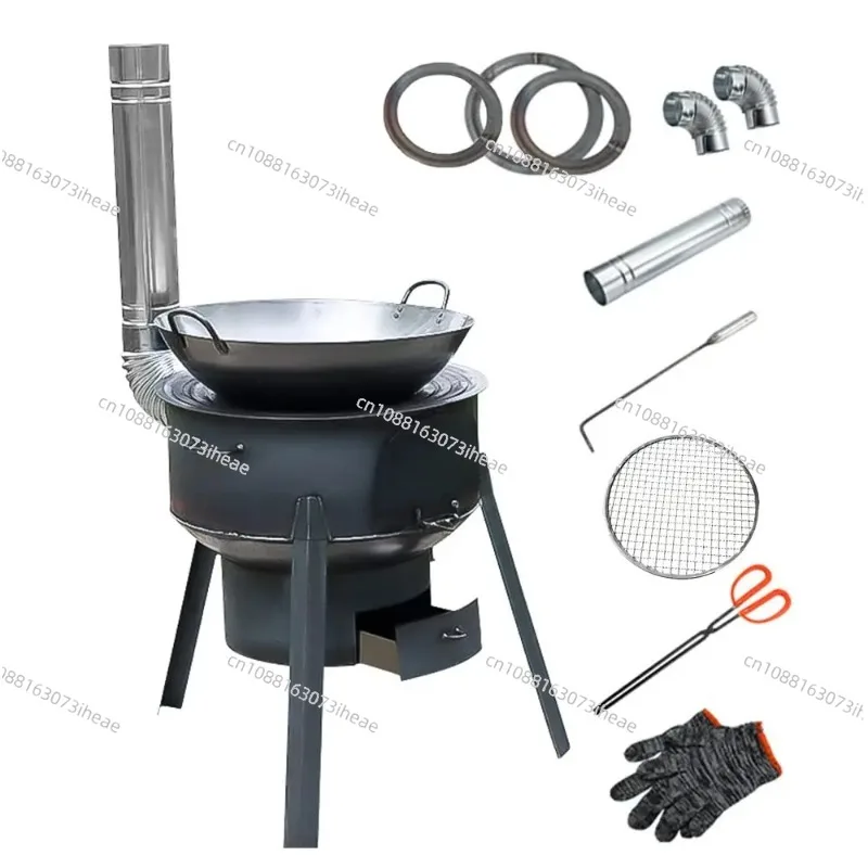 Estufa de cocina portátil desmontable para exteriores, estufa de leña móvil para acampar, barbacoa, Picnic, senderismo, calefacción, cocina, 43cm