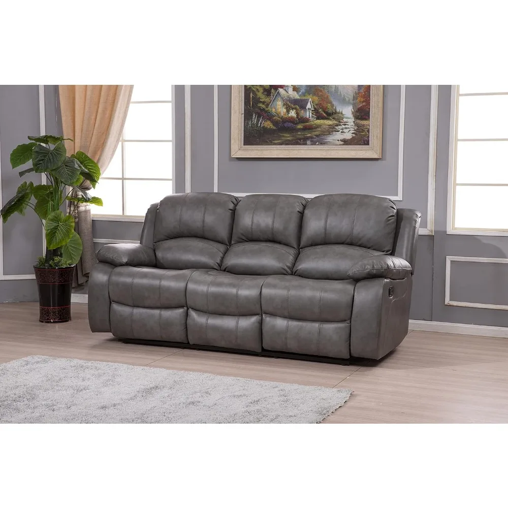 Sofá reclinable de cuero regenerado Betsy Furniture en varios colores, 8018 (gris, sofá)