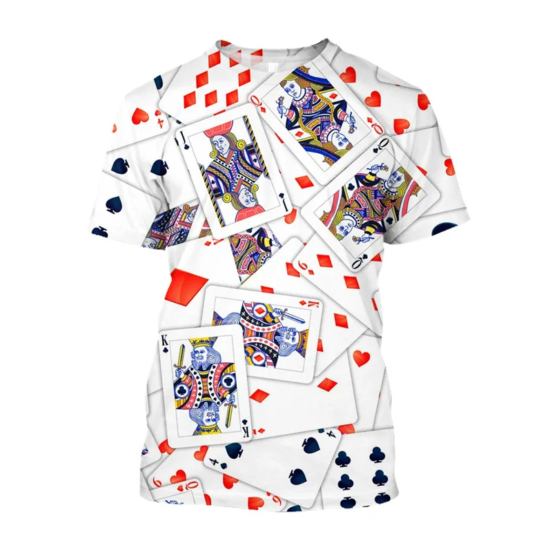 3D Printed Men's Poker Card Pattern T-shirt Streetwear Casino Shirt Poker Playing Tshirt Fashion Casual Short Sleeve Men Clothes