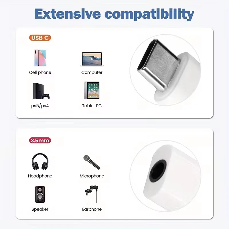 1/2/4Pcs USB C to 3.5mm Headphone Jack Adapter, Audio to USB c Adapter,Type C to Aux Audio Dongle for iPhone , Samsung, MacBook image 5