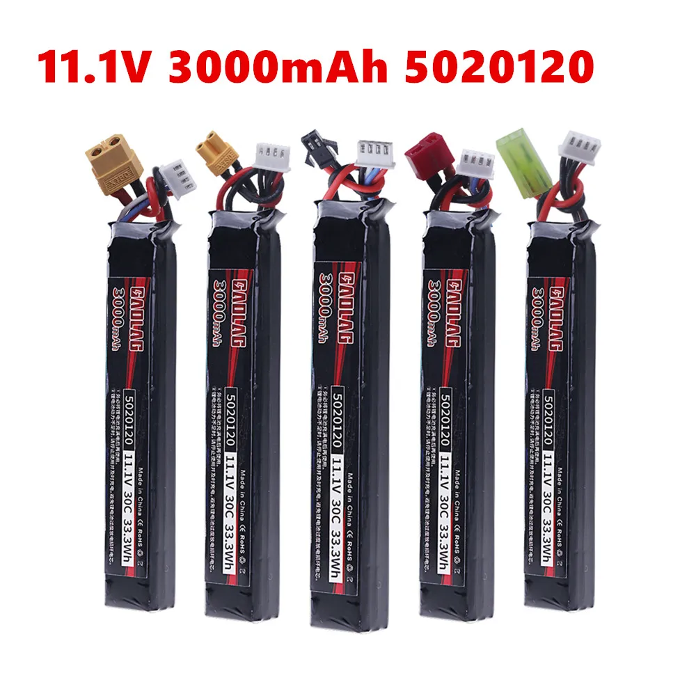 Water Gun Airsoft LiPo Battery 3S 11.1V 3000mAh 5020120 T/Small Tamiya Plug for Airsoft BB Air Pistol Electric Toys Guns Parts