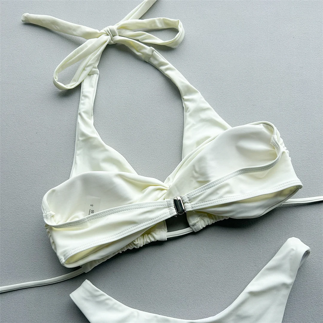 Brasilianischer Badeanzug mit hohem Beinausschnitt, neuer weißer Bikini mit Schleife, Damen-Badebekleidung, zweiteiliger Bikini-Set V8170 – Detail 9