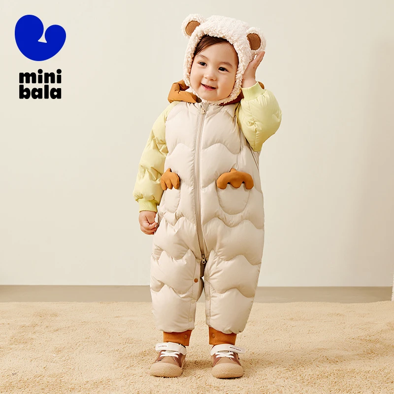 

Mini Balabala Baby Down Romper 2025 New Windproof Waterproof Thickened Winter Jumpsuit