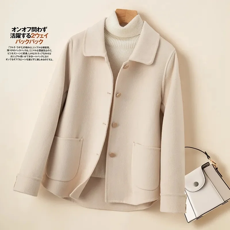 

Wool Coat for Women 202s Winter Straight Crew Collar Single Breasted Hight Quality Female Clothing