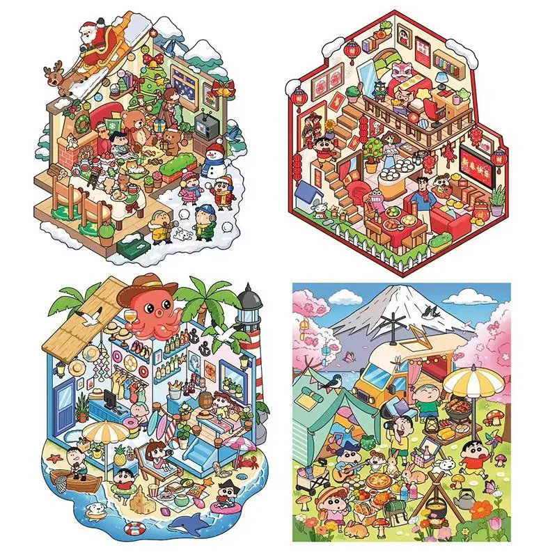 Crayon Shin-chan DIY landscape stickers, hand-stacking stress-relief miniature stickers fun gift for students to give to friends