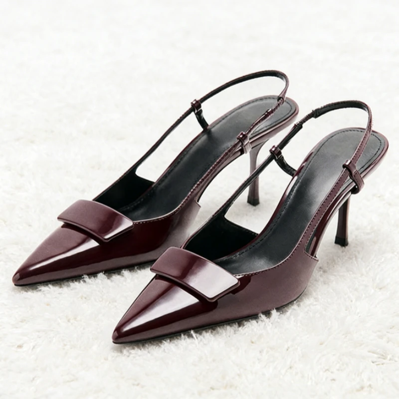 

Elegant Designer Women's Sandals Summer 2026 Sexy Pointed Toe Pumps and Heels Female Square Buckle Luxury Party Office Shoes