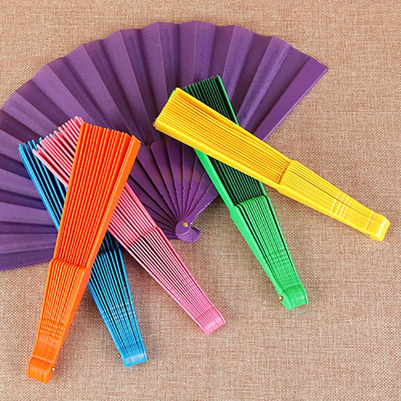 Classical Silk Cloth Plastic Bone Plain Folding Fan Chinese Style Retro Hand Held Fan Performances Fan Wedding Gift For Guest
