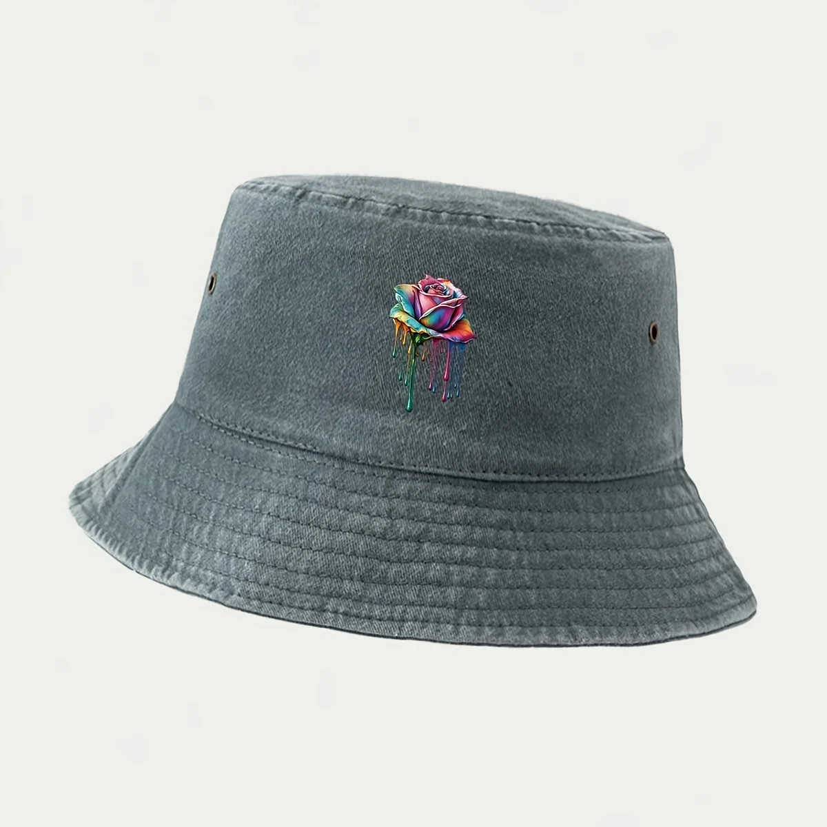 Fisherman Hat with Rainbow Dripping Rose Pattern, Casual and Easy to Clean. Comfortable and Breathable Trucker Bucket Hat Suitab