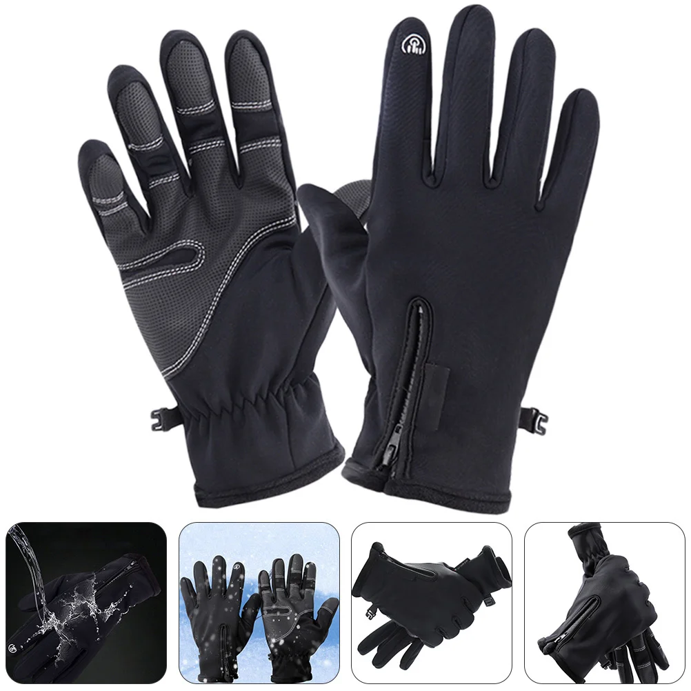 

1Pair Non Slip Cycling Gloves Waterproof Screen Compatible for Mountain Riding Winter Outdoor Sports