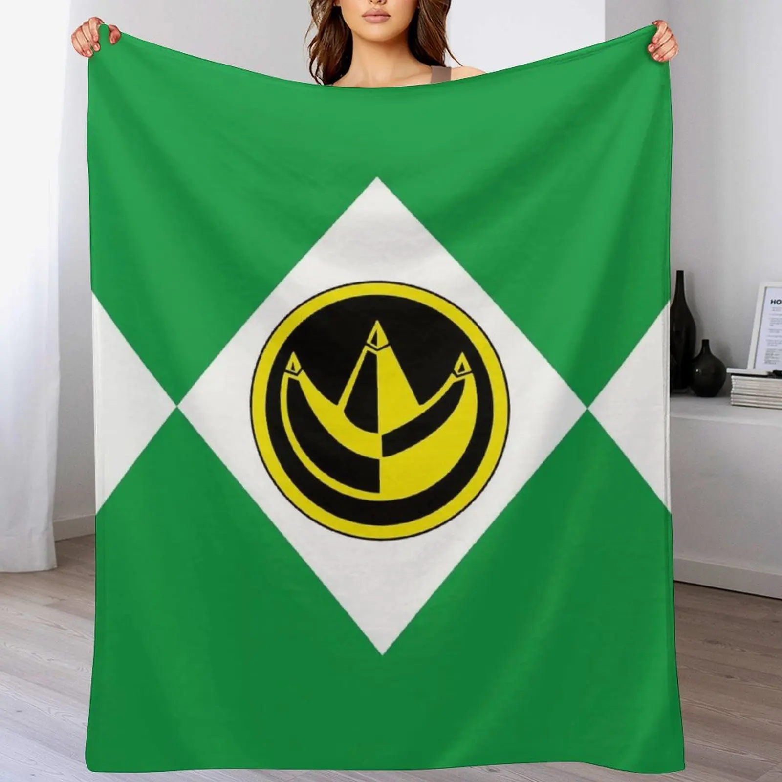 

MMPR Green Ranger With Coin Throw Blanket Cozy Napping Blanket Gift for Mom Dad