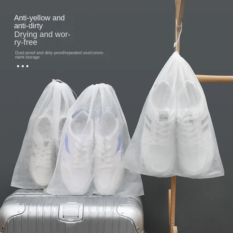 10Pcs/Set Shoe Dust Covers Non-Woven Dustproof Drawstring Clear Storage Bag Travel Pouch Shoe Bags Drying shoes Protect shoes