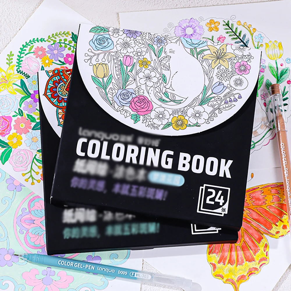 24 sheets graffiti notebook line drawing thick line draft coloring notebook fun graffiti coloring decompression painting