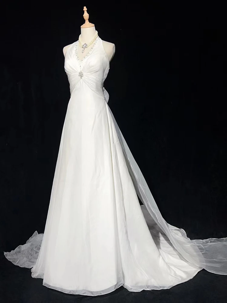 

Antique Wedding Dr Music Solo Host Outfit Simple High Quali Sensation Morning Robe Door Exit Veil Ba Exposure Satin