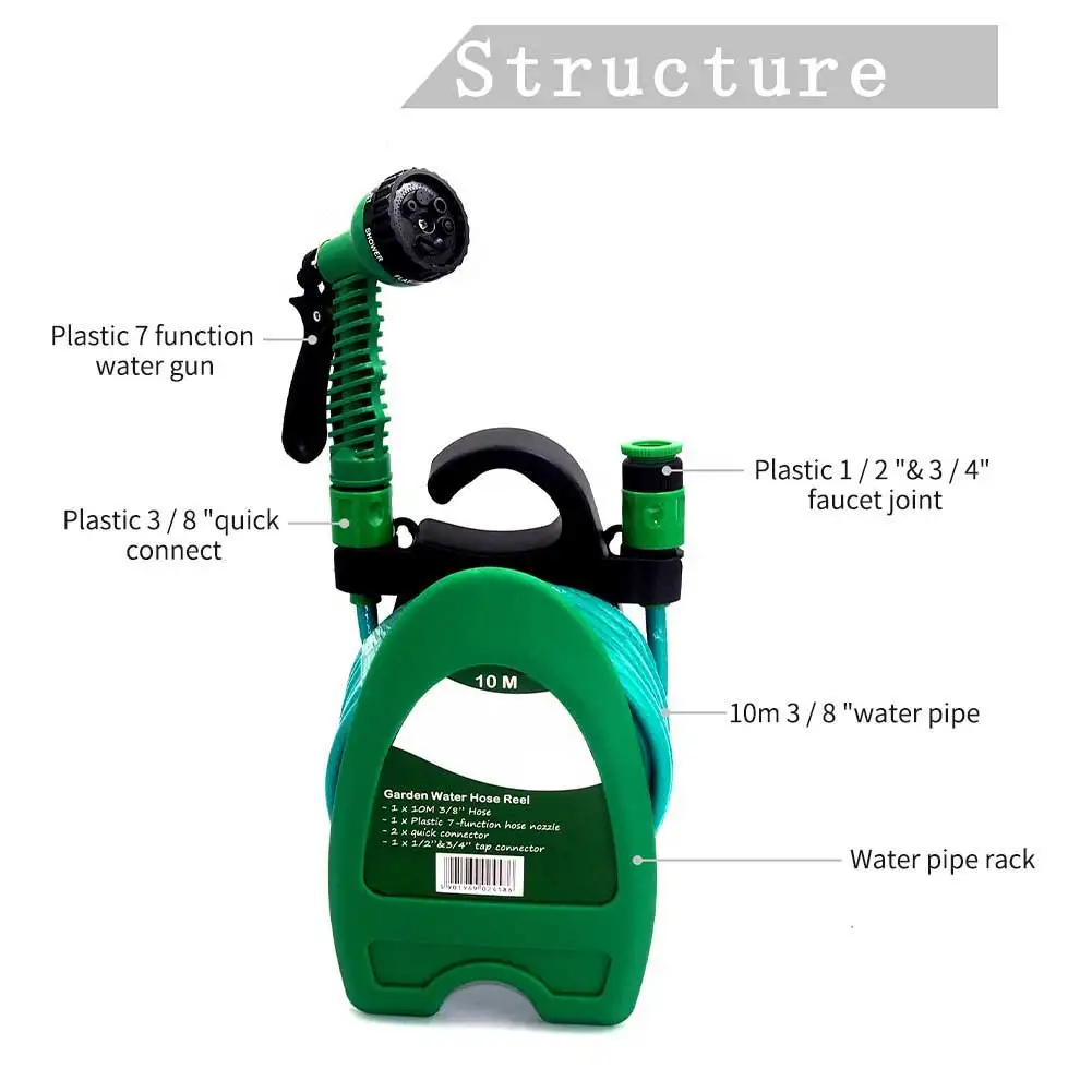 Wall Hanging Car Wash Agriculture Portable Watering Hose Irrigation System With Nozzle Accessory Home Garden Yard Reel Spray Set