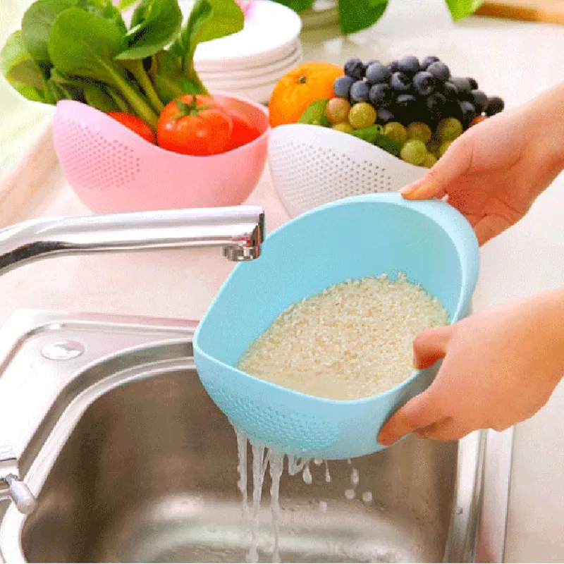 New Food Grade Plastic Rice Strainer Vegetable Washing Basket Fruit Vegetable Washing Drain Basket Kitchen Multi-purpose Storage