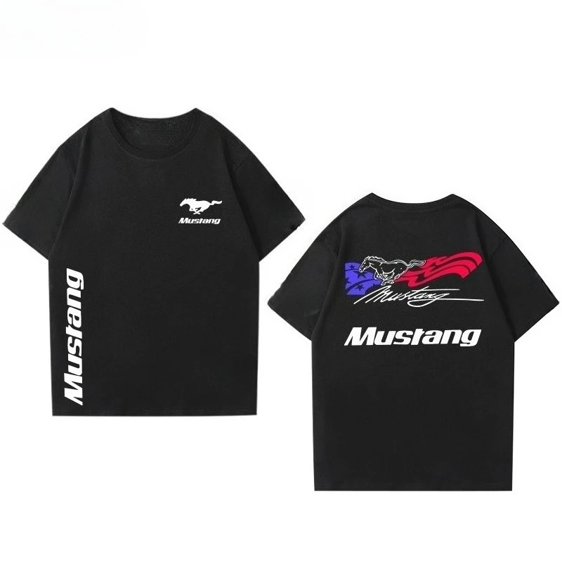 

Летняя футболка Mustang GT American Muscle Car Racing на заказ с короткими рукавами, мужская футболка для любителей автомобилей, топ с половиной рукавов