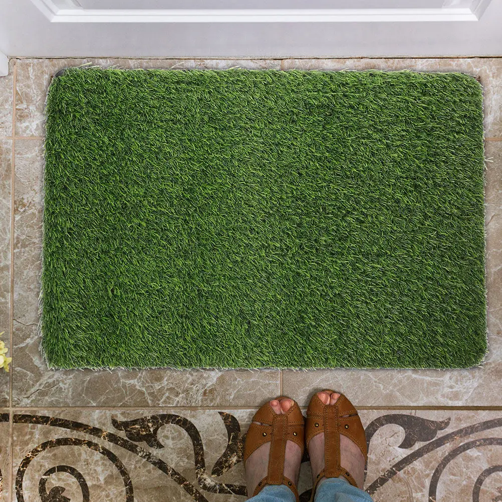 Artificial Grass Door Mat Realistic Natural Looking Fake Grass Front Door Mat for Outdoor Entryway Garden Balcony Restaurant