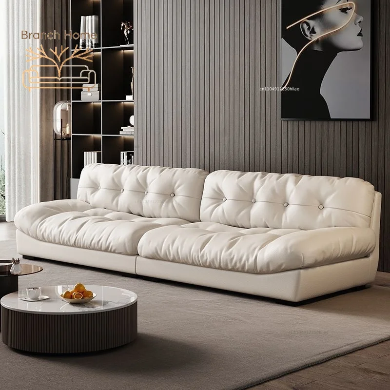 ！@Baxter Italian-Style Cloud Sofa Light Luxury Extremely Simple Style Cowhide for Small Apartment Imported Lazy Set Sponge