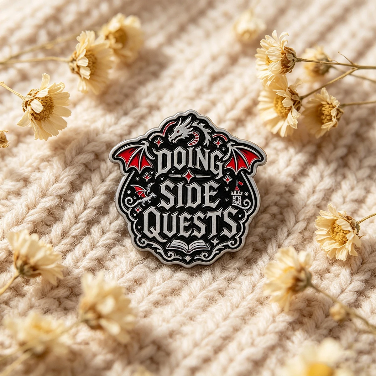 Doing Side Quests Enamel Pin Dragon Fantasy Game Lapel Badge Brooch Backpack Hat Jacket Clothing Decor Jewelry Gift