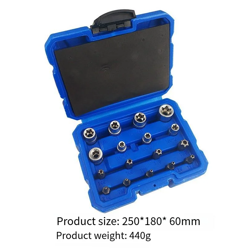 14/17-Piece E-Type Socket Set Hexagon Torx Socket Auto Repair Kit Mechanical Tools