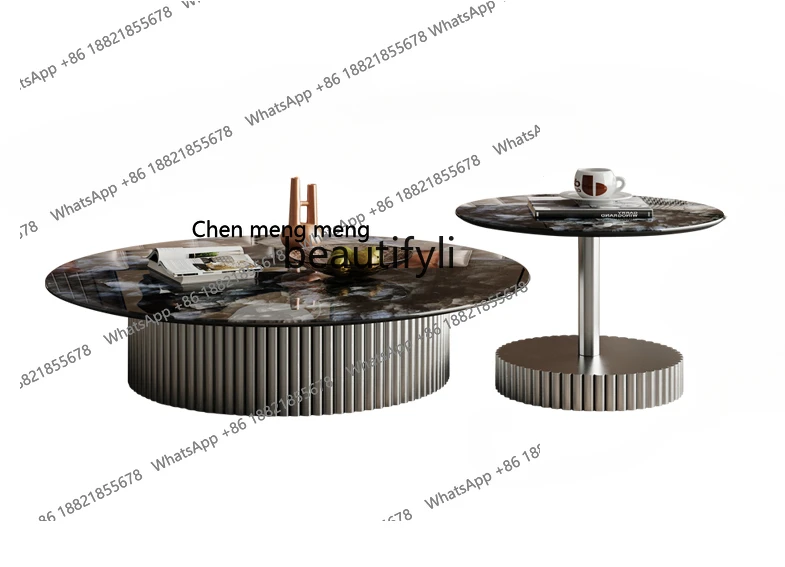 

Italian-Style Light Luxury round Marble Simple Small Apartment Living Room Luxury Stone Creative Designer High-Grade Tea Table