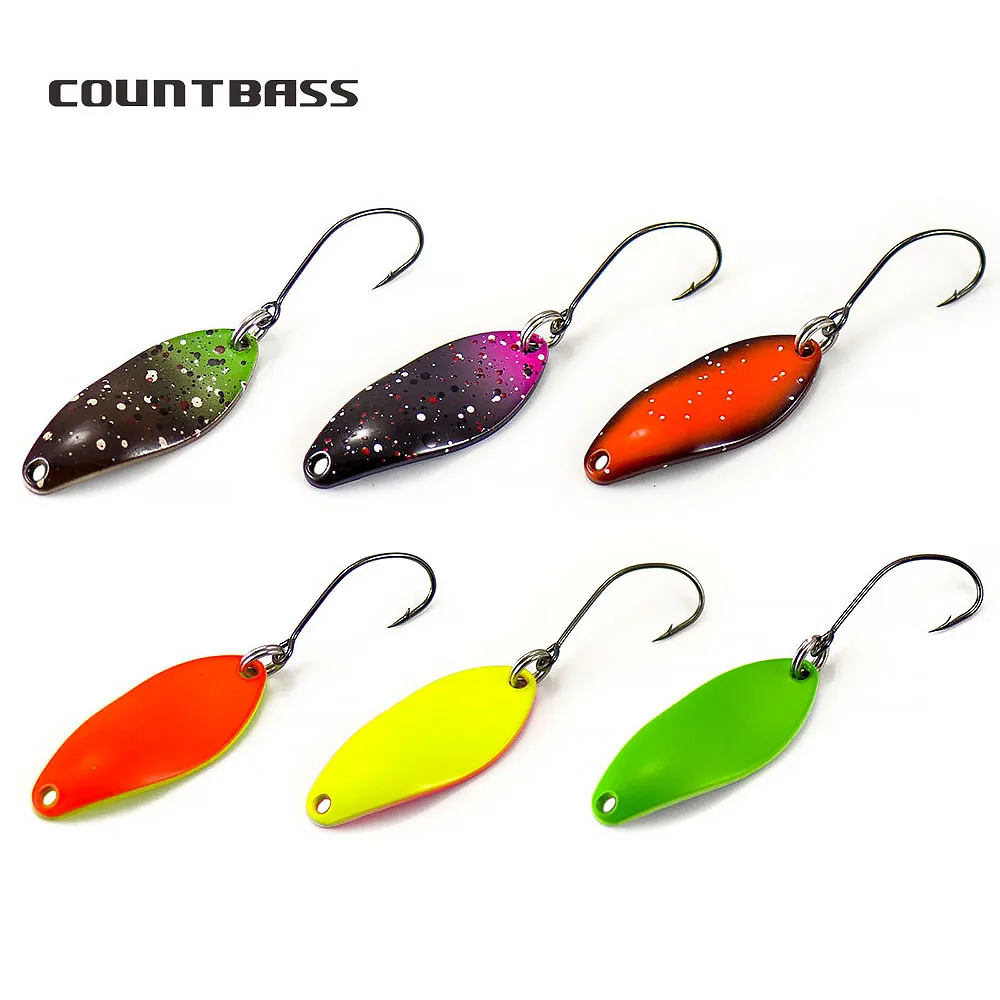 Countbass 6PCS Casting Spoon 30.5x12.5mm, 2.8g  7/64oz Freshwater Salmon Trout Pike Bass Metal Brass Fishing Lures Fish Bait