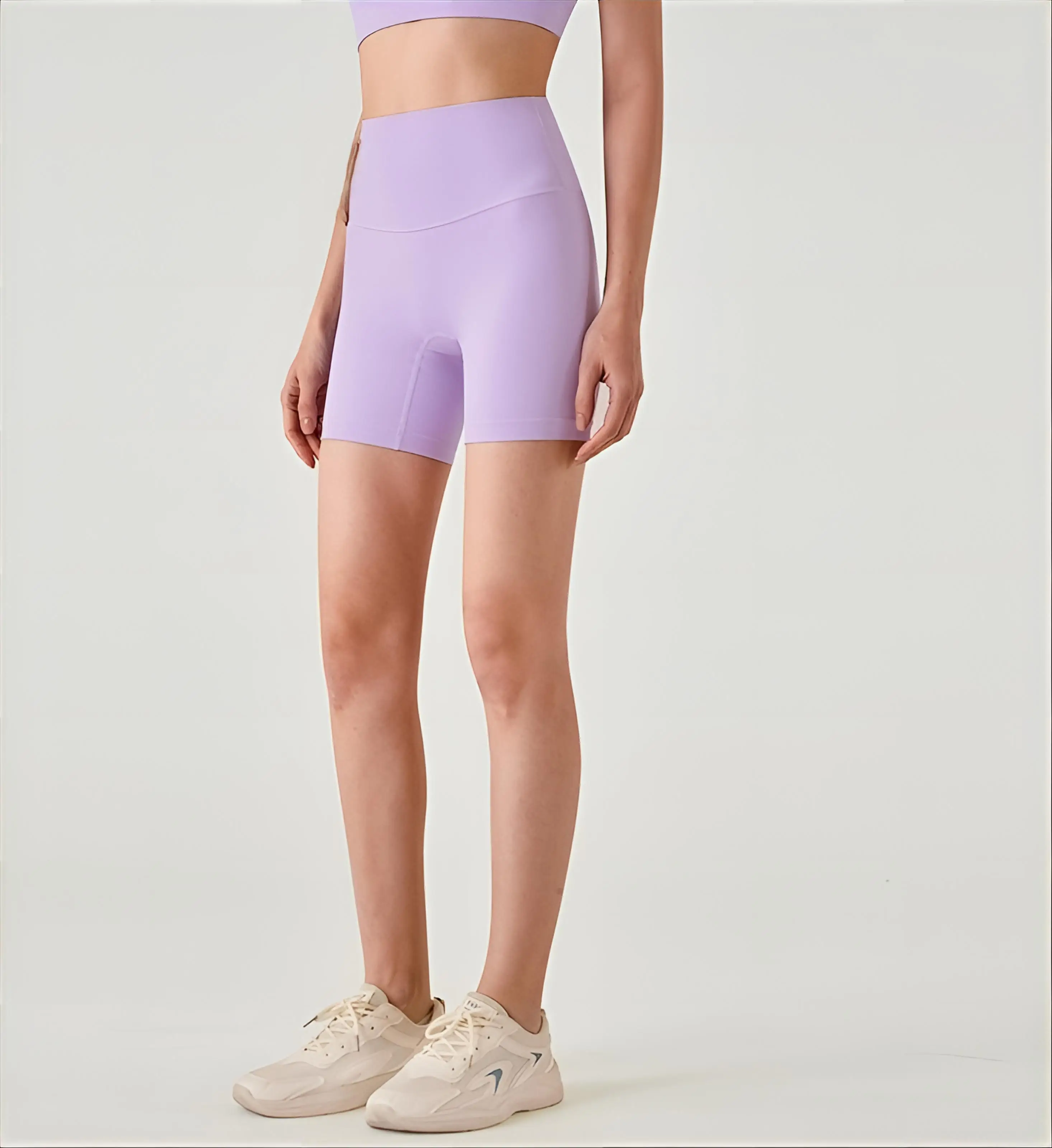 Shorts de Yoga Femininos Bonitos, Detalhes para Academia, Esportivos, Elásticos, Brancos, Secagem Rápida, Básicos para Meninas