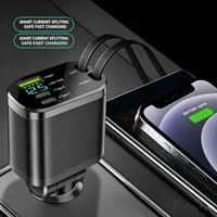 Digital display car charger with retractable cable car PD carcharging 3