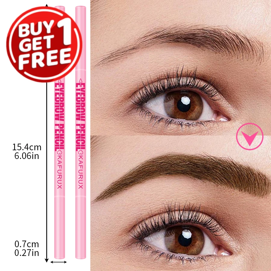 6 สี Ultra-Fine Double Headed ดินสอเขียนคิ้วกันน้ําและยาวนานสีน้ําตาล Non-smudged Eye Brow ปากกาพร้อมแปรงเครื่องสําอาง
