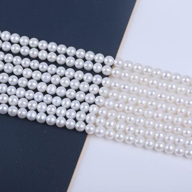 5-6mm White Round Shape Cultured Chinese Akoya Freshwater Pearl Strands For Jewelry Making