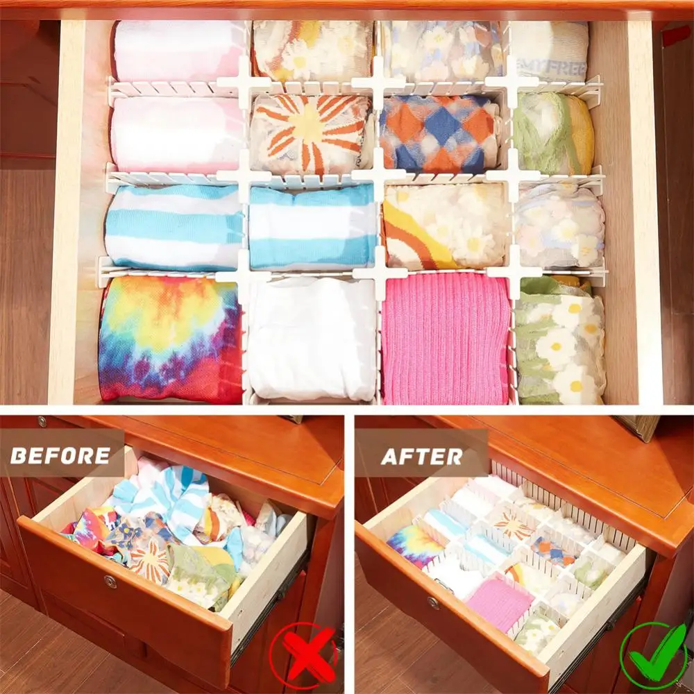 Drawer Divider Accessories DIY Storage Free Combination Partition Extension Buckle Fixing Clip Makeup Sock Underwear Organizer