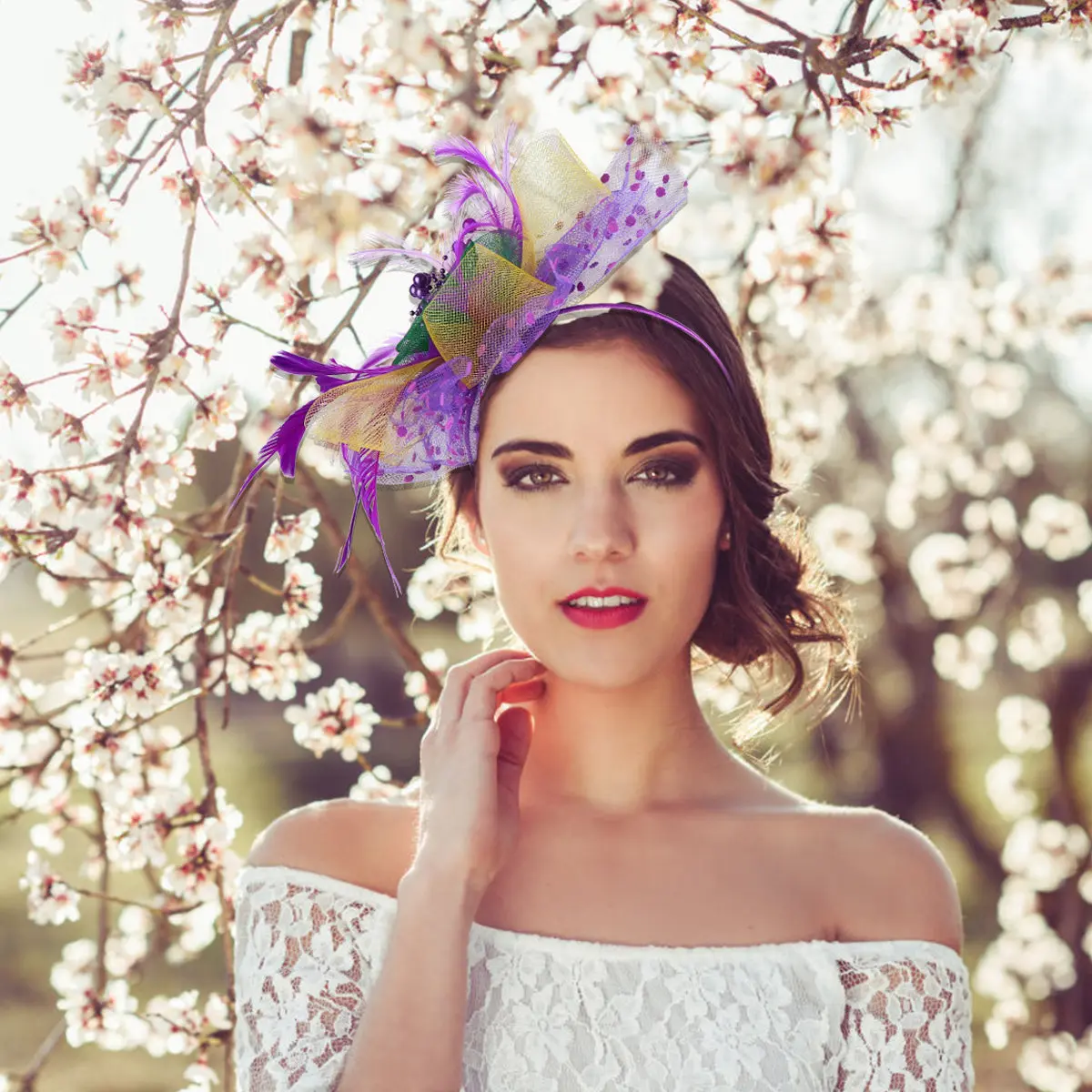 

Wedding Fascinator Hair Clip Mesh Headwear for Women Bridal Party Costume Festival Photography Prop Accessory