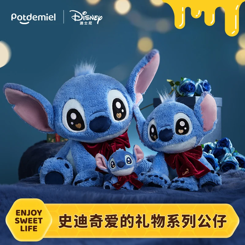 Bambola ufficiale in peluche Disney Stitch: simpatico compagno della buonanotte per i nuovi casati, decorazione per regalo di nozze di compleanno con espositore