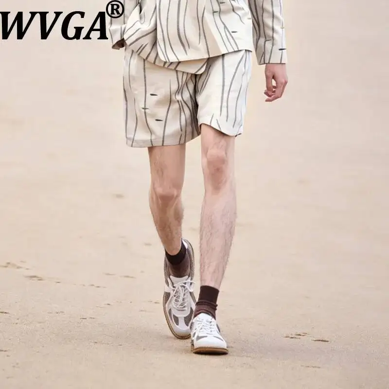 WVGA Spring Summer New Men Golden Thread Resort Style Hand-Stitched Pattern Trendy Shorts Niche Chic Half Lengh Trousers W25852