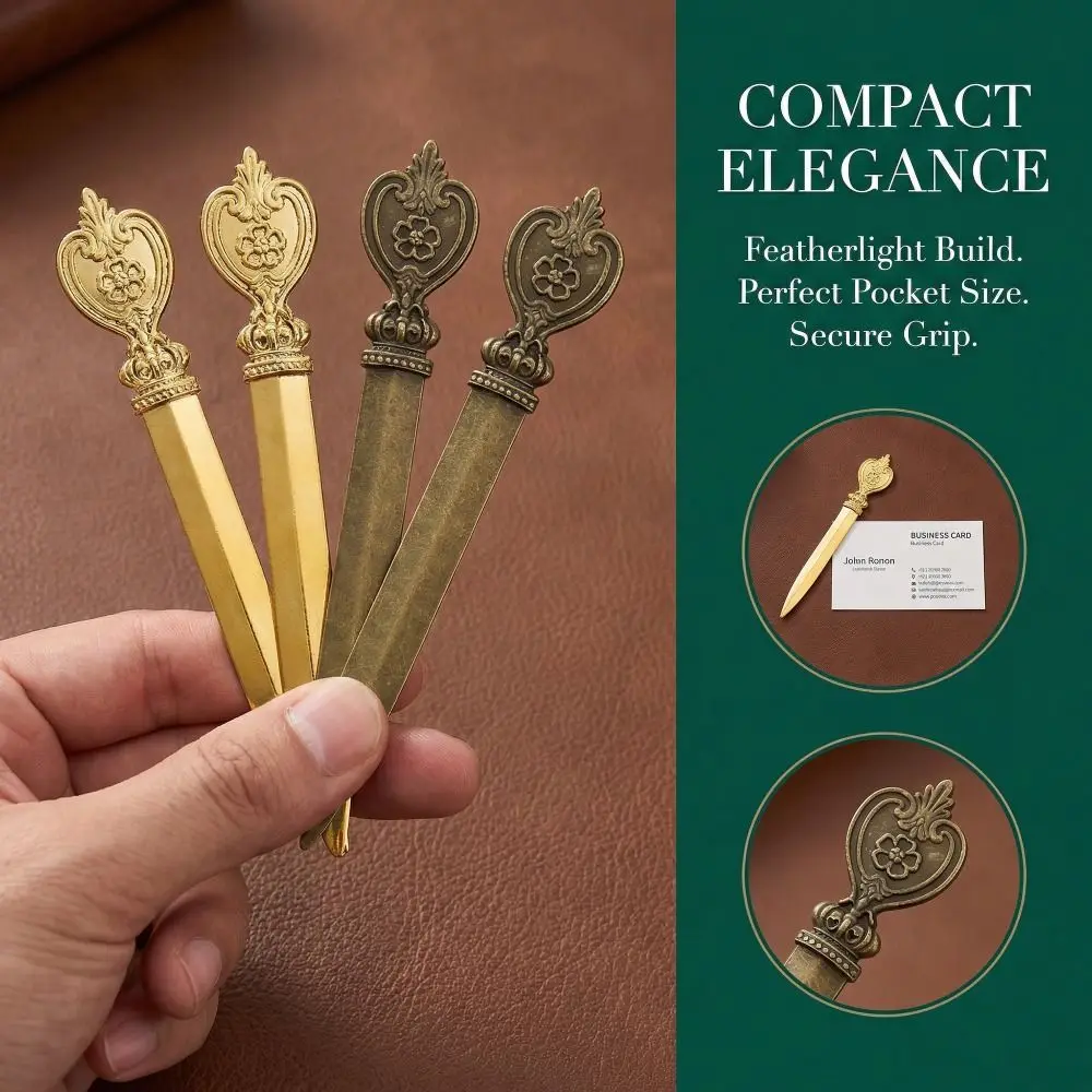 4 Pcs Durable Zinc Alloy Letter Openers Lightweight Retro Envelope Opener 12.8*1.9cm Gold Letter Opener Tool Office - view 4