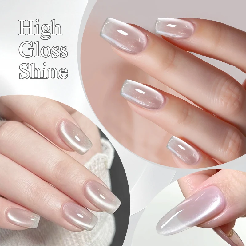 8ml Flow Light White Cat Magnetic Gel Nail Polish Ultra Shine Silver Glitter Semi Permanent Soak Off UV Gel Varnish Nail Design