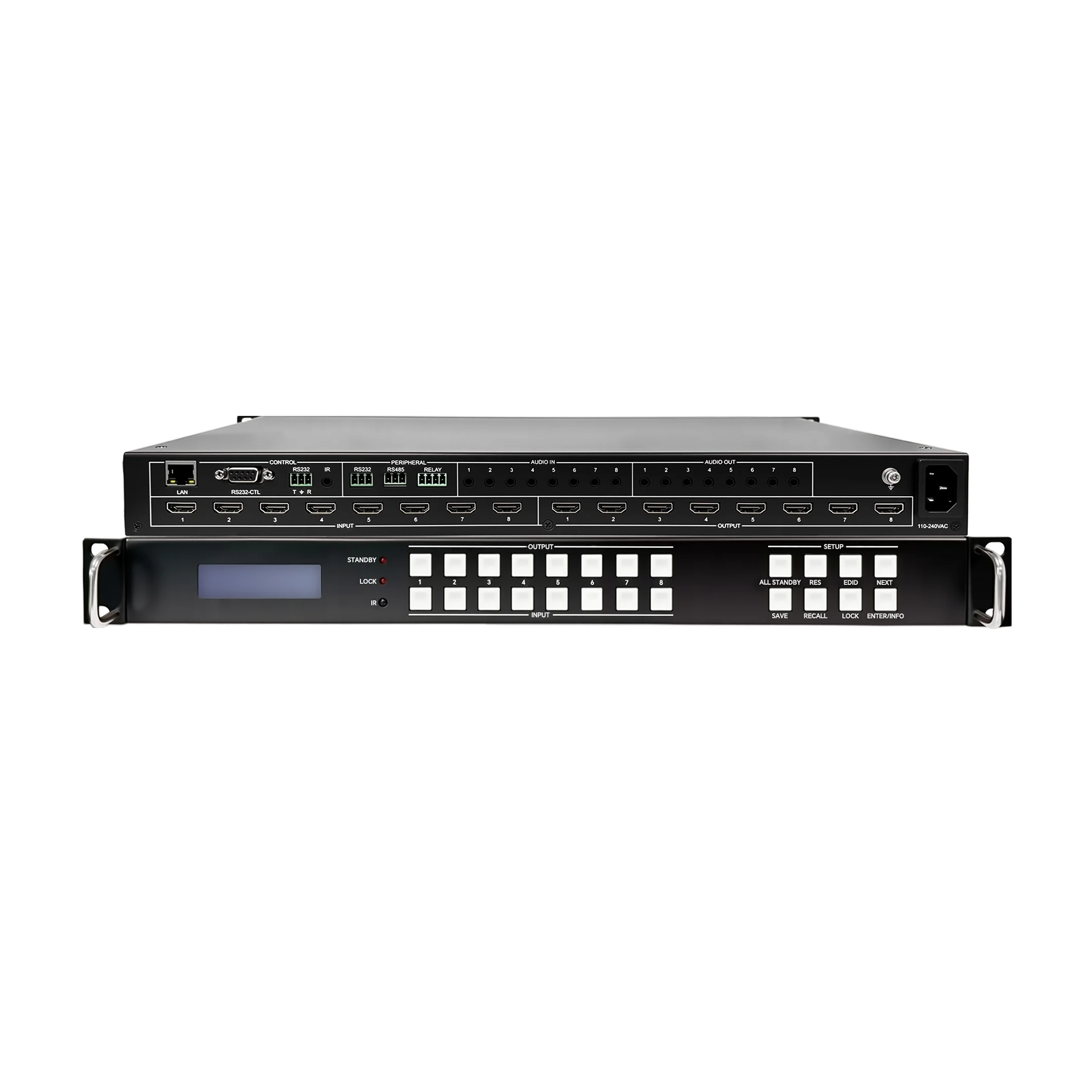 Switcher Audio Video Wall Splicing for 2.0 597MHz 30 Presets Professional 8x8 4K Input/Output Seamless Fixed Matrix