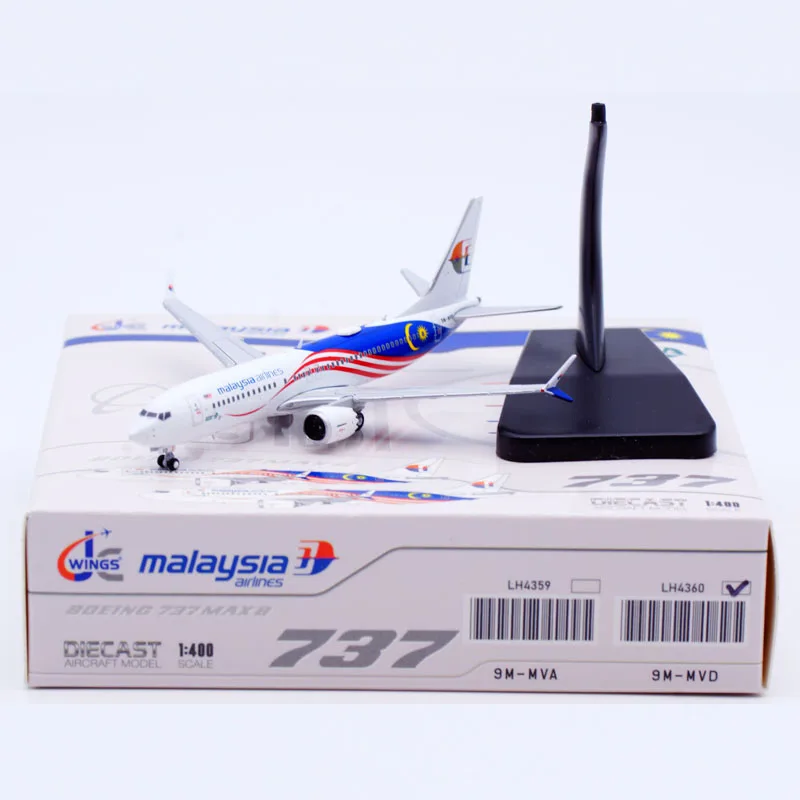 

LH4360 Alloy Collectible Plane Gift JC Wings 1:400 Malaysia Airlines Boeing B737 MAX 8 Diecast Aircraft Jet Model 9M-MVD